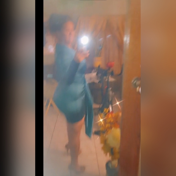 LOVE&LEMONADE Plunging Neck Ruched Draped Satin Bodycon Dress - Picture 10 of 17